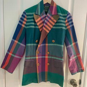 Vintage Ralph Lauren Country Madras Blazer - 100% Cotton - Size Small